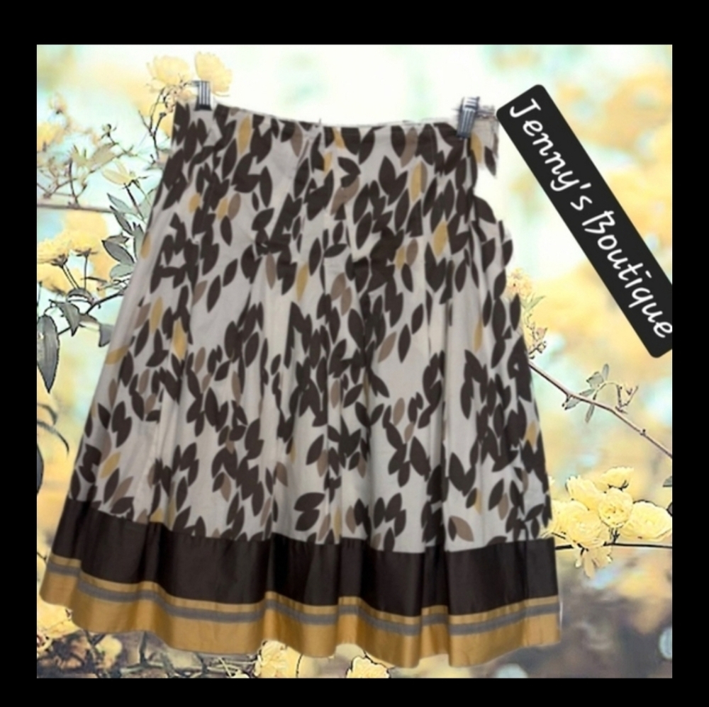 Flower Field A-line Floral-Print Midi Skirt" -  Sz 2